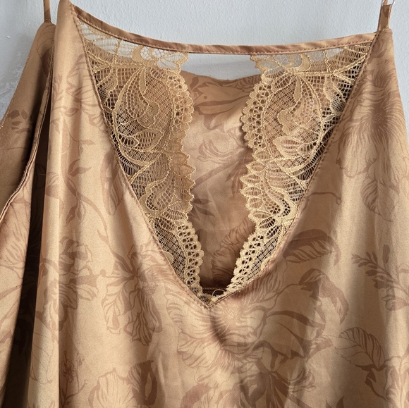 Stars Above Gold Floral Satin Slip Midi Dress - Picture 5 of 10